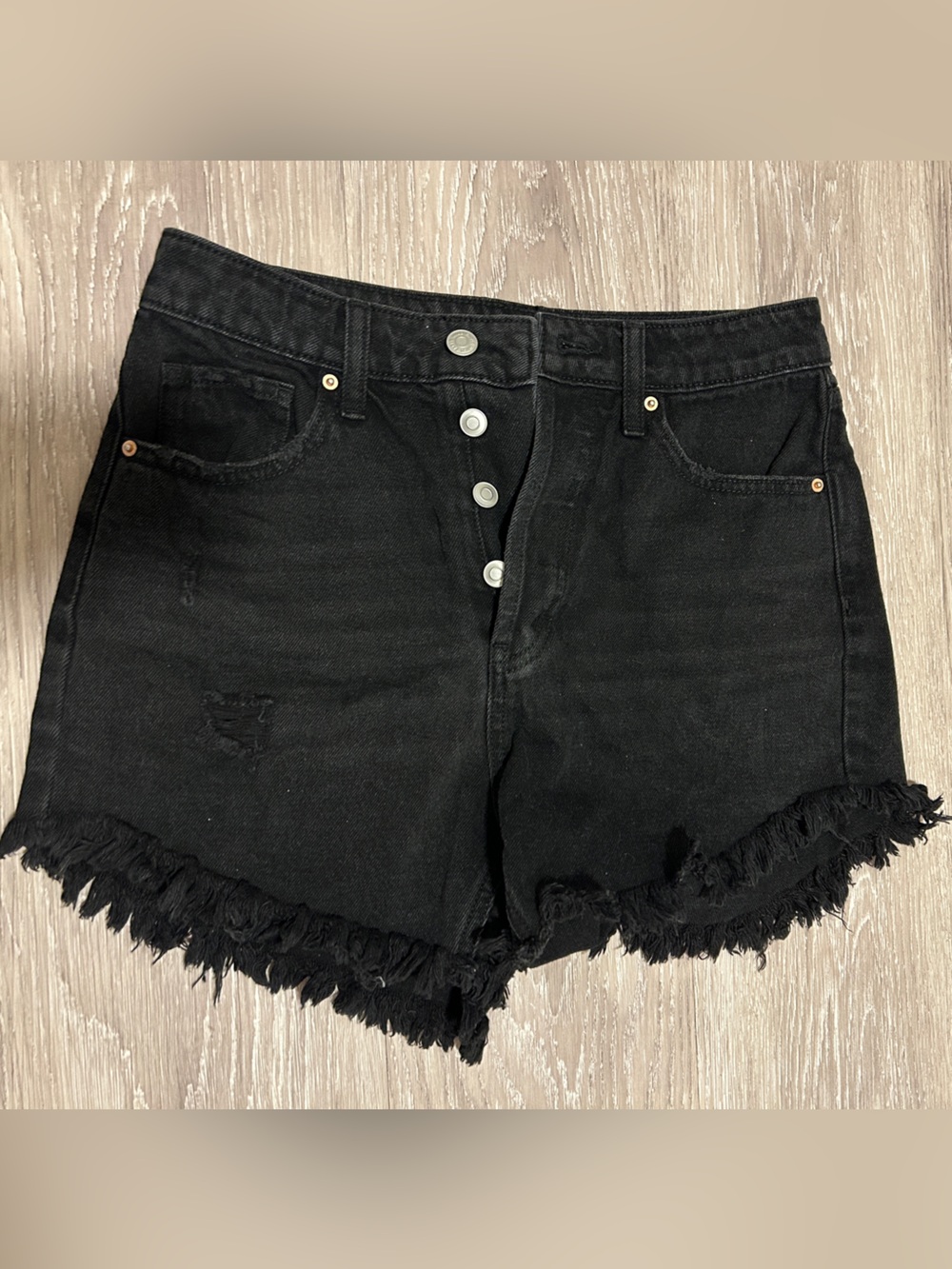 wild fable Black Frayed Hem High-Rise Denim Shorts